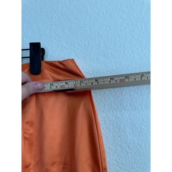 NWT Women's Orange Satin Bodycon Mini Skirt XL - Picture 3 of 8